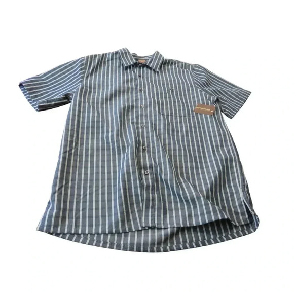 GNW Great Northwest Stripe Shirt Mens M Blue Gray Button Up Short Sleeve - Picture 7 of 7